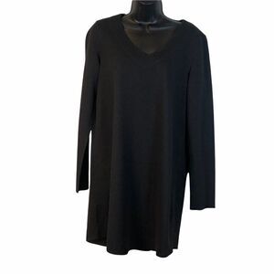 Anthropologie Lilla P Charcoal Shift Dress Size medium long sleeve